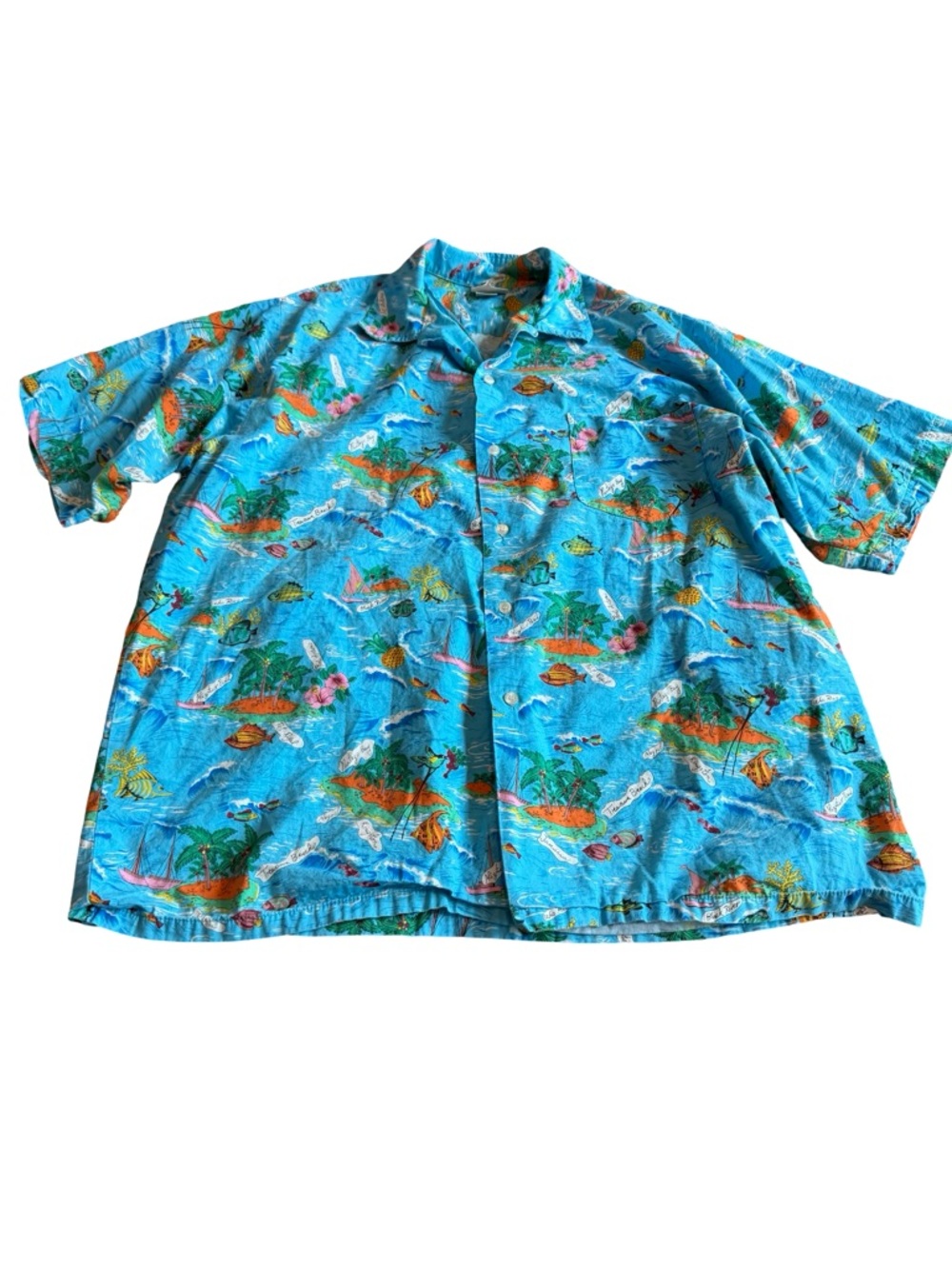 Jammin Shirts Vintage Jamaica Tropical Island Print Button-Down Shirt Size XL
